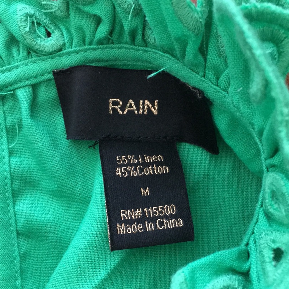 NWOT Anthropologie Kelly green embroidered broderie cotton linen ruffle top M - Picture 4 of 11